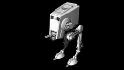Rendered front right view of the AT-ST.
