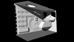 Rendered left inside view of the cockpit of the AT-ST.