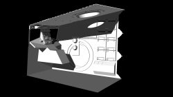 Rendered right inside view of the cockpit of the AT-ST.