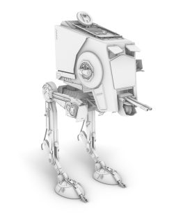 Arctic render of the AT-ST model from the front left.
