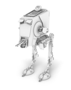 Arctic render of the AT-ST model from the front right.