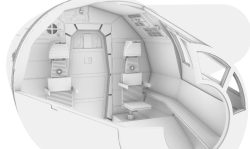 Arctic render of the Millennium Falcon Cockpit interior detail shot showing rear seats and some of the detail panels.