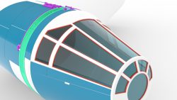 Stylized render of the Millennium Falcon Cockpit model with dark windows.