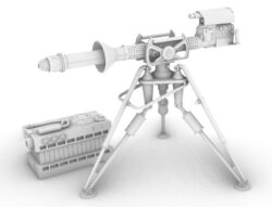 Left facing arctic render of the new version of my New, more accurate version of my E-Web Heavy Repeating Blaster 3D print
