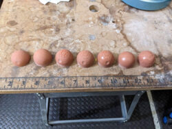 Several of the buck revisions I went through lined up side by side on my small work table