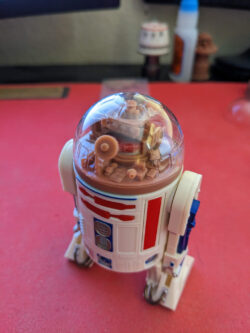 3/4 view of Prototype R3 conversion kit with paneled dome and eye and holoprojector superglued on.